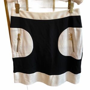 Patrizia Luca Black White Color Block Knit Skirt